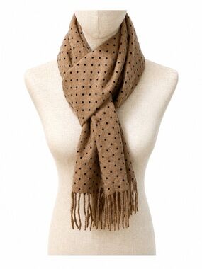 J.CREW,WOMEN’S,TAN AND BLACK,POLKA DOT,CASHMERE SCALF